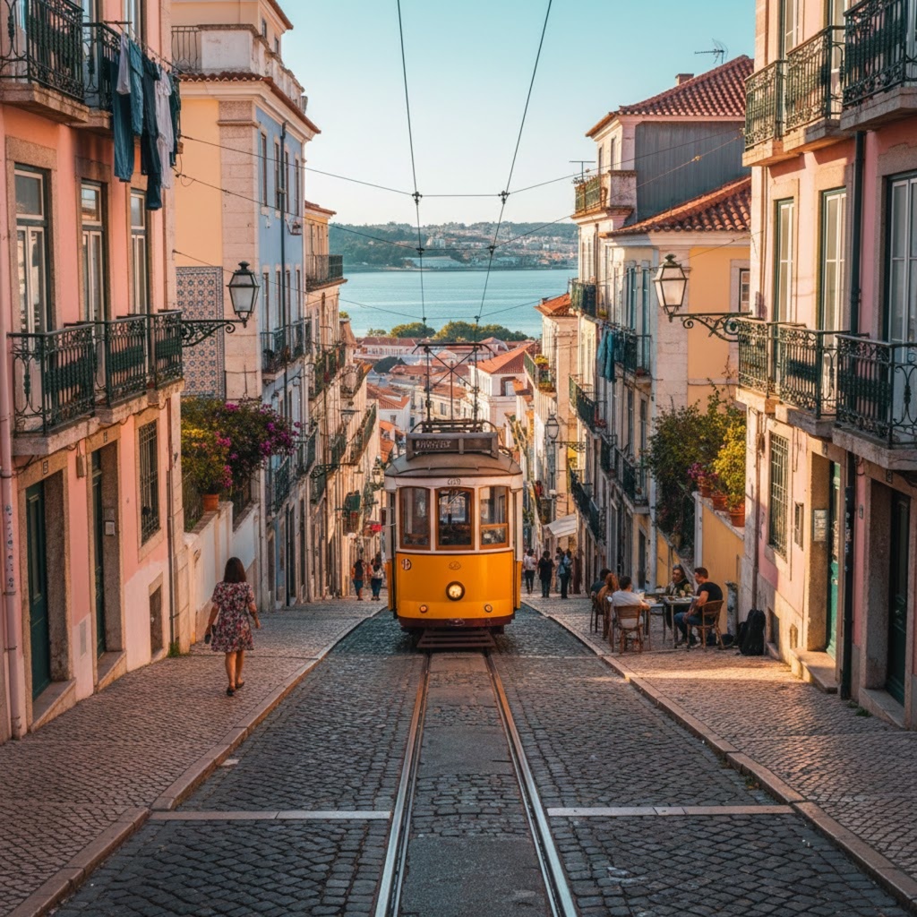 An overflowing rubbish bin next to a souvenir shop in Alfama, symbolizing the decline in public care.